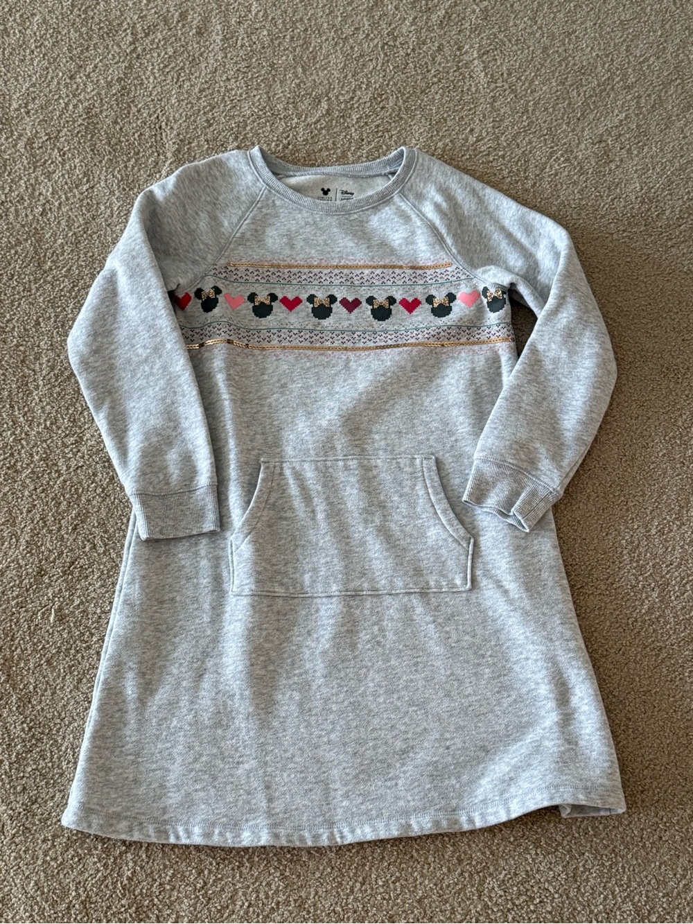 NWOT Disney Minnie Mouse Fair Isle Sweatshirt Dress Girls’ Size 8